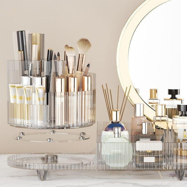 Cosmetics Storage Box Large Capacity Rotatable Dresser Table Lipstick Skin Care Products Transparent Rack Acrylic